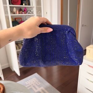 LOFT Royal Blue Crystal Rhinestone Clutch Handbag
